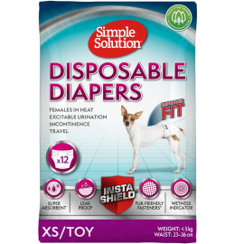 SIMPLE SOLUTION Scutece Pentru Caini, Femele Toy, Marime XS 12 buc