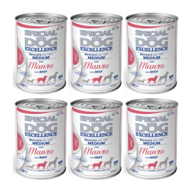 MONGE Special Dog Excellence Medium, cu Vita, Set Conserve Hrana Umeda Pentru Caini Talie Medie, 6x400g