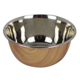 CHADOG Castron Inox, Hrana / Apa, Antiderapant cu Invelis din Lemn 2.63Litri