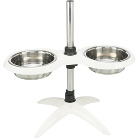 Stativ cu 2 Castroane Inox Pentru Caini, Dispuse la Inaltime Reglabila, 2x1.6L