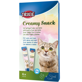 TRIXIE Creamy Snack, Recompense Lichide Pentru Pisici, cu Aroma de Somon si Pasare, 6x15g