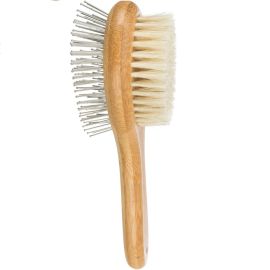 TRIXIE Perie Dubla din Lemn de Bambus, cu Pini din Par Natural si Metal, Pentru Caini si Pisici 22x6cm