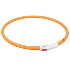 TRIXIE Zgarda Luminoasa Pentru Caini, Reincarcabila USB, Portocalie, Marime XS-XL, 70cm | Diametru 10mm