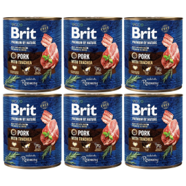 BRIT PREMIUM By Nature, Porc si Trahee, Set Conserve Hrana Umeda Caine (pate) 6x800g