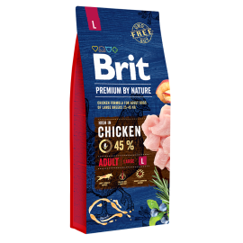 BRIT PREMIUM By Nature Adult Large L, cu Pui, Hrana Uscata Caine Talie Mare, 15kg