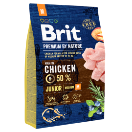 BRIT PREMIUM By Nature Junior Medium M, cu Pui, Hrana Uscata Caine Junior Talie Medie, 3kg