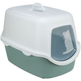VICO Litiera Acoperita Pentru Pisici, Verde cu Alb, 56x40x40cm