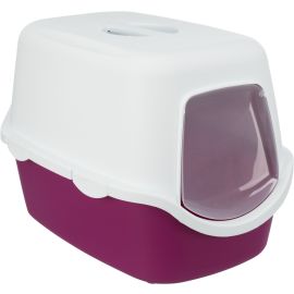 VICO Litiera Acoperita Pentru Pisici, Visiniu cu Alb, 56x40x40cm