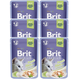 BRIT PREMIUM DELICATE, Pastrav, Set Plicuri Hrana Umeda Pisici (file carne in aspic) 6x85g
