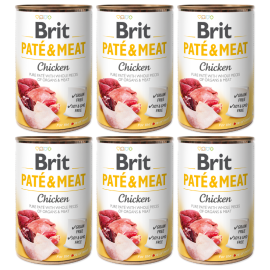 BRIT PATE & MEAT Pui, Bax Conserva Hrana Umeda Caine (bucati carne in pateu) 6x400g