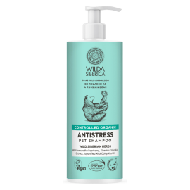 WILDA SIBERICA Șampon Vegan Antistres, cu Strugurii Ursului,  pentru Câini și Pisici cu Piele Sensibilă și Senzatie Acuta de Prurit, 400ml