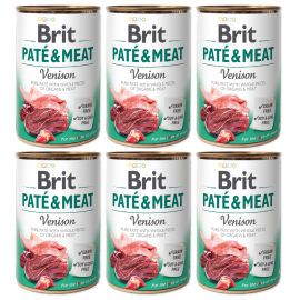 BRIT PATE & MEAT Vanat, Bax Conserva Hrana Umeda Caine (bucati carne in pateu) 6x400g