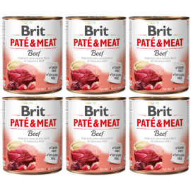 BRIT PATE & MEAT Vita, Bax Conserva Hrana Umeda Caine (bucati carne in pateu) 6x800g