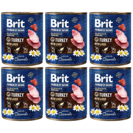 BRIT PREMIUM By Nature Junior, Curcan si Ficat, Set Conserve Hrana Umeda Caine Junior (pate) 6x800g