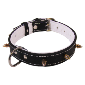 Zgarda din Piele Pentru Caini, BASIC, Captusita, cu Tepi, 50cm | Latime 22mm