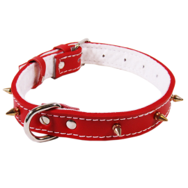 Zgarda din Piele Pentru Caini, BASIC, Captusita, cu Tepi, 58cm | Latime 25mm