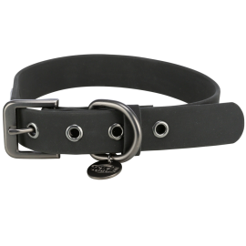 Zgarda Pentru Caini, Nylon cu PVC, Neagra, Catarama Metalica, Marime M-L, 40-47cm | latime 20mm